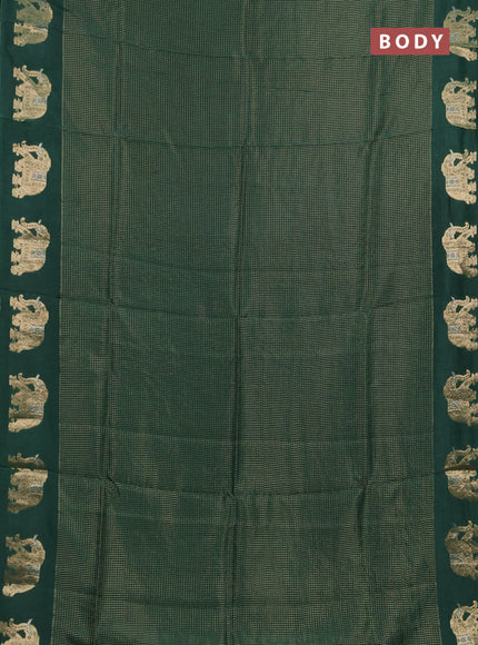 Semi mysore silk saree green with allover zari checks and zari woven butta border