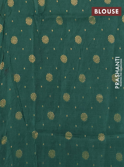 Semi mysore silk saree green with allover zari checks and zari woven butta border
