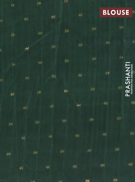 Semi mysore silk saree bottle green with allover zari checks and zari woven butta border