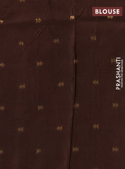 Semi mysore silk saree coffee brown with allover zari checks and zari woven butta border