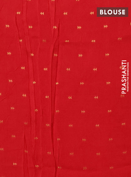 Semi mysore silk saree red with allover zari checks and zari woven butta border