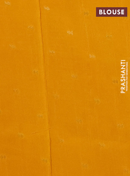 Semi mysore silk saree mustard yellow with allover zari checks and zari woven butta border