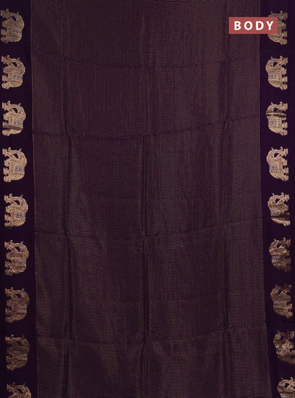 Semi mysore silk saree violet with allover zari checks and zari woven butta border