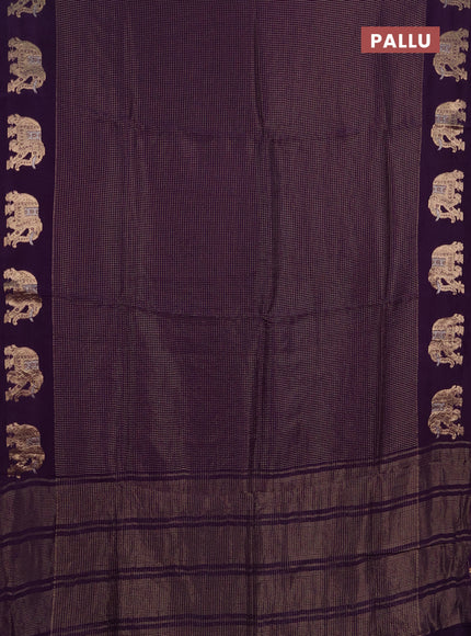 Semi mysore silk saree violet with allover zari checks and zari woven butta border