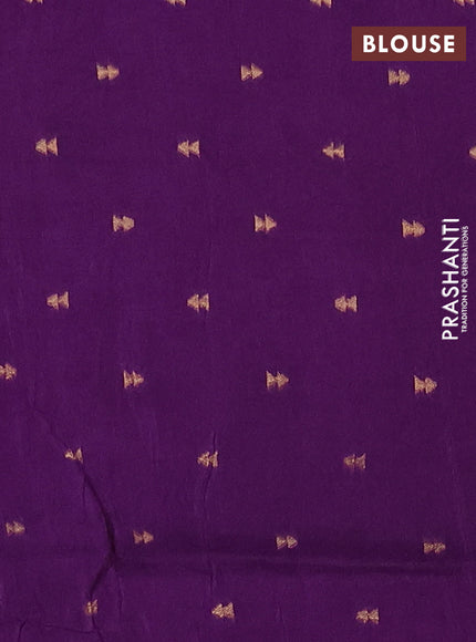 Semi mysore silk saree violet with allover zari checks and zari woven butta border