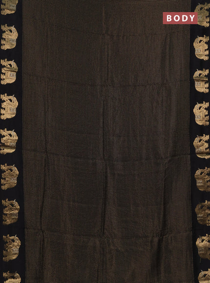Semi mysore silk saree black with allover zari checks and zari woven butta border