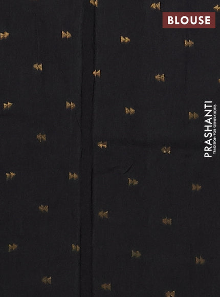 Semi mysore silk saree black with allover zari checks and zari woven butta border