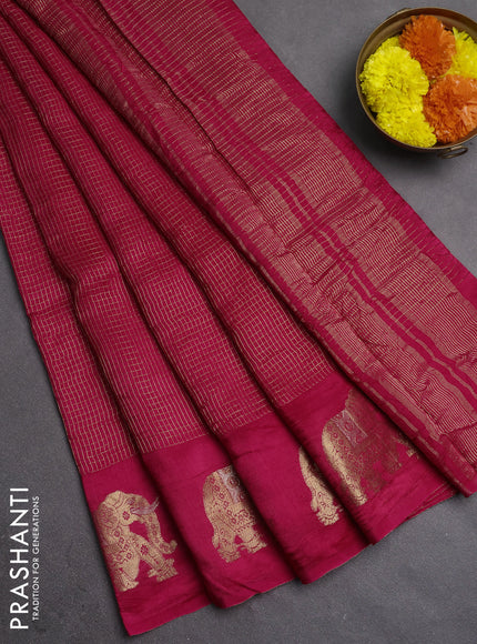 Semi mysore silk saree pink with allover zari checks and zari woven butta border