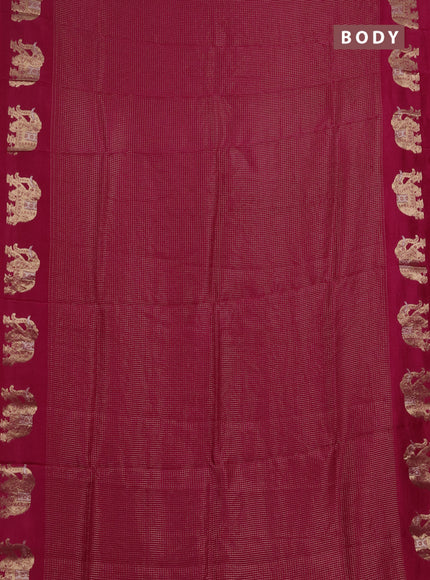 Semi mysore silk saree pink with allover zari checks and zari woven butta border
