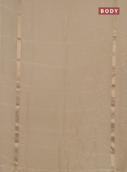 Semi mysore silk saree beige with plain body and zari woven simple border