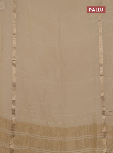 Semi mysore silk saree beige with plain body and zari woven simple border