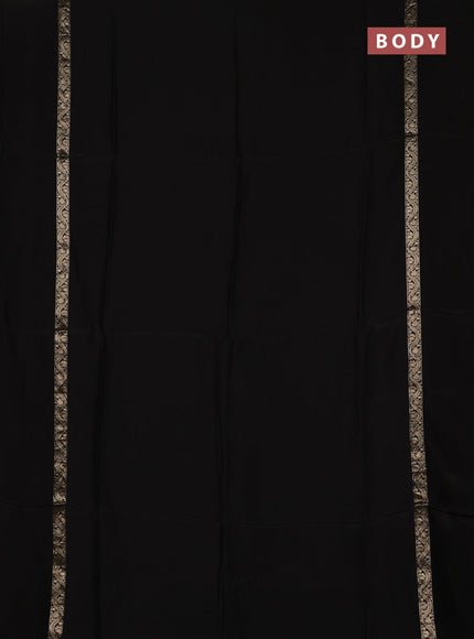 Semi mysore silk saree black with plain body and zari woven simple border