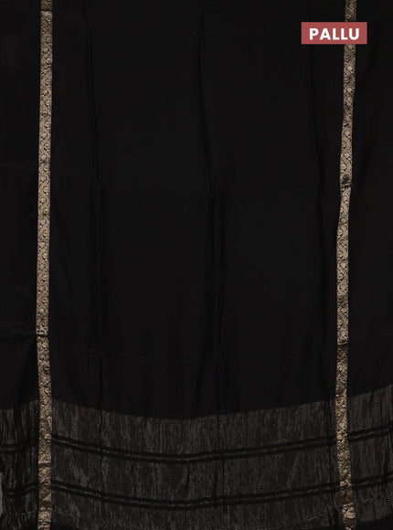 Semi mysore silk saree black with plain body and zari woven simple border