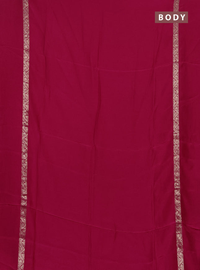 Semi mysore silk saree pink with plain body and zari woven simple border