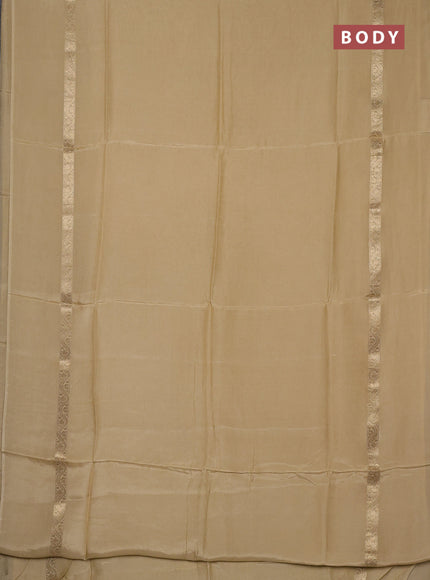 Semi mysore silk saree dark beige with plain body and zari woven simple border