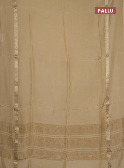 Semi mysore silk saree dark beige with plain body and zari woven simple border