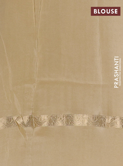 Semi mysore silk saree dark beige with plain body and zari woven simple border