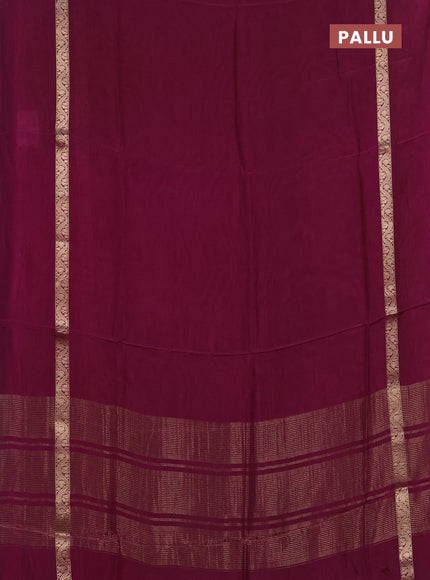 Semi mysore silk saree wine shade with plain body and zari woven simple border