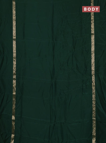 Semi mysore silk saree green with plain body and zari woven simple border