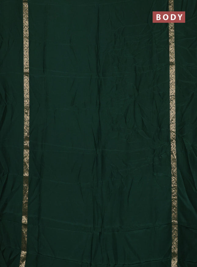 Semi mysore silk saree green with plain body and zari woven simple border