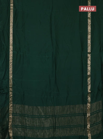 Semi mysore silk saree green with plain body and zari woven simple border