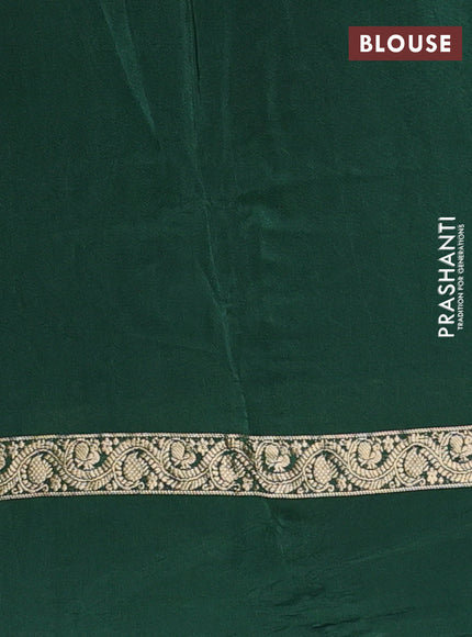 Semi mysore silk saree green with plain body and zari woven simple border