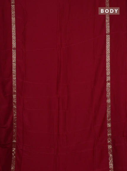 Semi mysore silk saree red with plain body and zari woven simple border