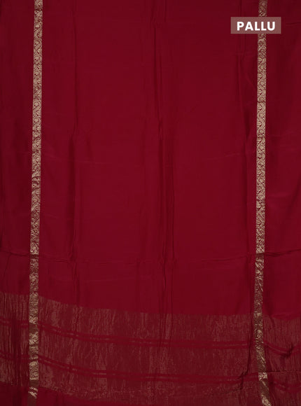 Semi mysore silk saree red with plain body and zari woven simple border