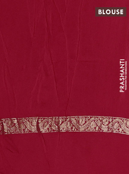 Semi mysore silk saree red with plain body and zari woven simple border