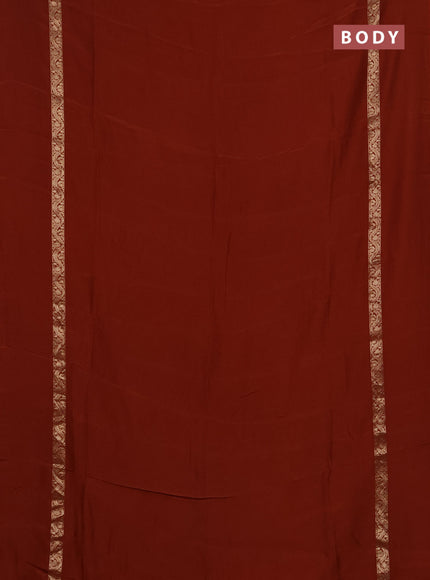Semi mysore silk saree rust shade with plain body and zari woven simple border