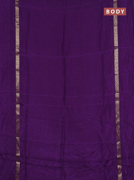 Semi mysore silk saree violet with plain body and zari woven simple border