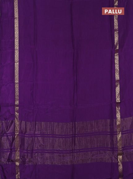 Semi mysore silk saree violet with plain body and zari woven simple border