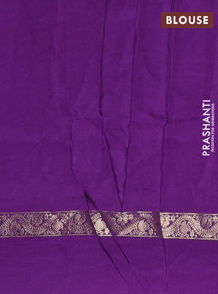 Semi mysore silk saree violet with plain body and zari woven simple border