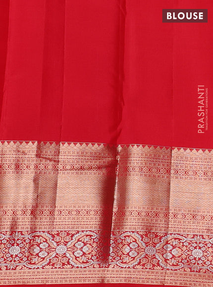 Pure kanchipuram silk saree red with allover zari woven brocade weaves and long zari woven border