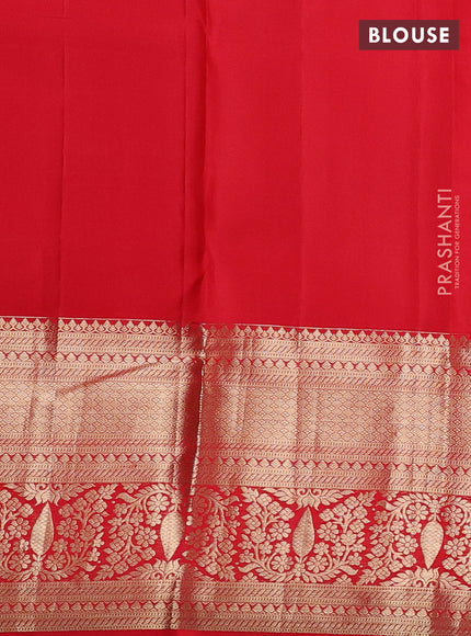 Pure kanchipuram silk saree red with allover zari woven brocade weaves and long zari woven border