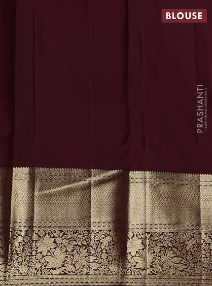 Pure kanchipuram silk saree light pink and coffee brown with allover zari woven brocade weaves and long zari woven border