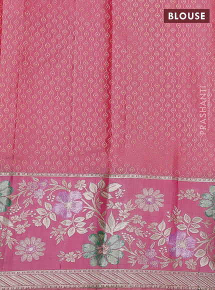 Pure kanchipuram silk saree light pink with allover zari woven brocade weaves and long zari woven border