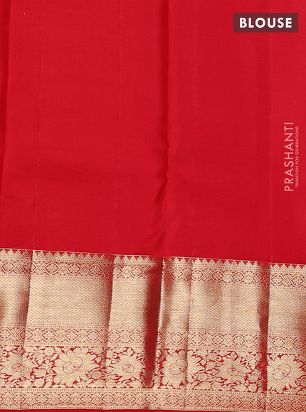 Pure kanchipuram silk saree red  with allover zari woven brocade weaves and long zari woven border