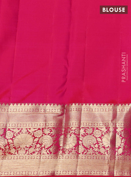 Pure kanchipuram silk saree pink with allover zari woven brocade weaves and long zari woven border