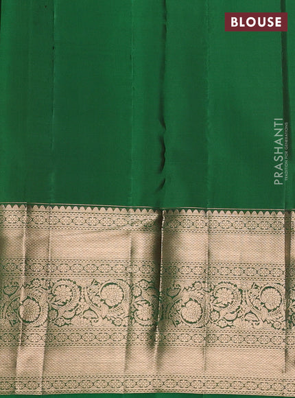 Pure kanchipuram silk saree maroon and green with allover zari woven brocade weaves and long zari woven border