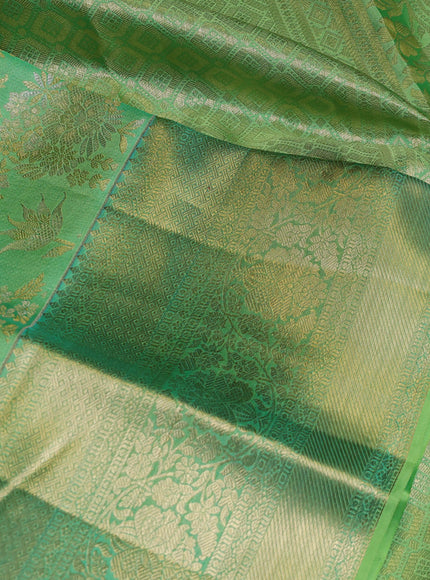 Pure kanchipuram silk saree light green with allover zari woven brocade weaves and long zari woven border