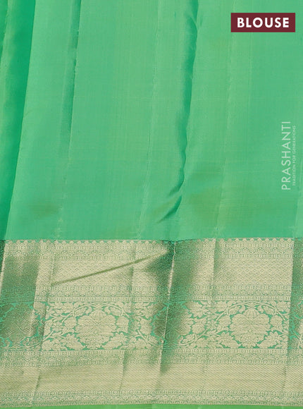 Pure kanchipuram silk saree light green with allover zari woven brocade weaves and long zari woven border