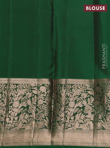 Pure kanchipuram silk saree maroon and green with allover zari woven brocade weaves and long zari woven border