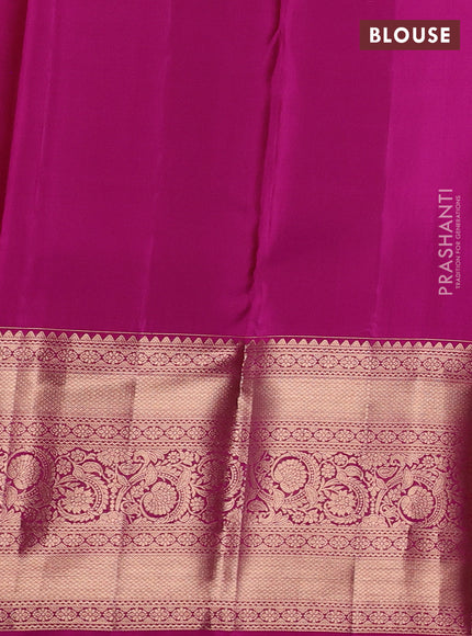 Pure kanchipuram silk saree rosy brown and pink with allover zari woven brocade weaves and long zari woven border