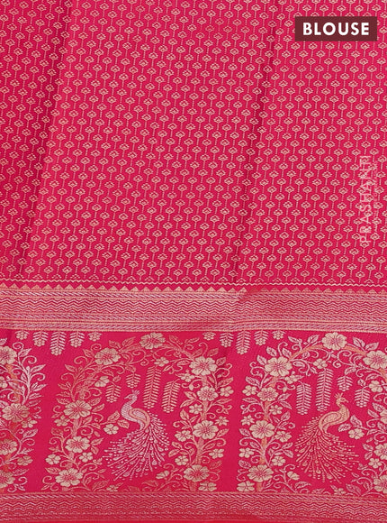 Pure kanchipuram silk saree dual shade of pink with allover zari woven brocade weaves and long zari woven border