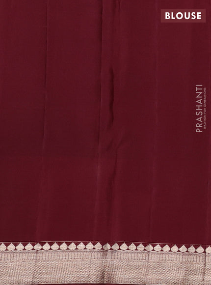 Pure kanchipuram silk saree mauve pink and deep maroon with allover zari woven brocade weaves and long zari woven border