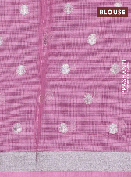 Cotton zari kota unstitched lehenga red and light pink with allover zari woven buttas and paithani design border