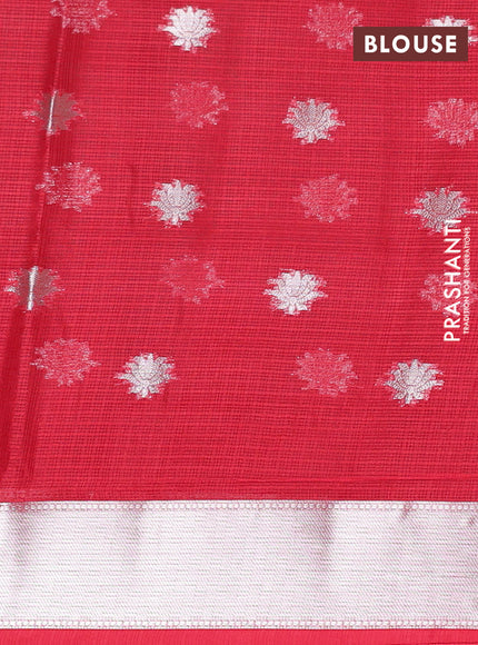 Cotton zari kota unstitched lehenga red and mustard yellow with allover zari weaves & buttas and zari woven border