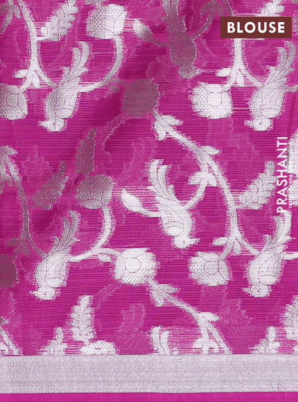 Cotton zari kota unstitched lehenga light pink and pink with allover zari woven buttas and bird design border