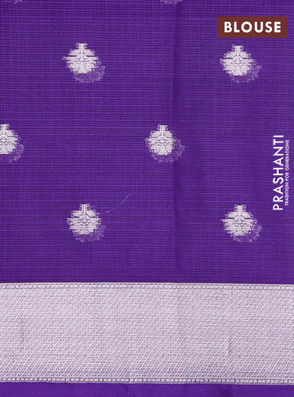 Cotton zari kota unstitched lehenga light pink and violet with allover zari woven buttas and woven border